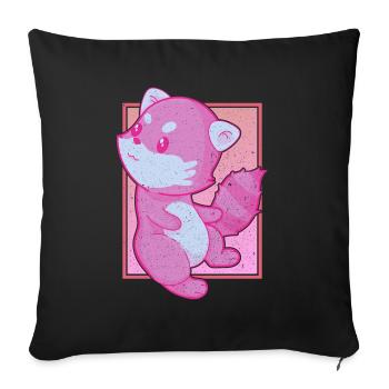 Cadeau animal de zoo chinois Kawaii Red Panda - Housse de coussin décorative 45 x 45 cm - noir - Devant