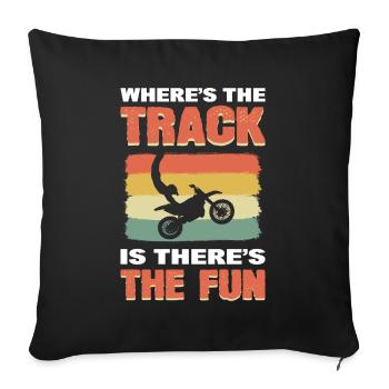 Where's The Track Is There's The Fun Motocross - Sofa pillowcase 17,3'' x 17,3'' (45 x 45 cm) - black - Front
