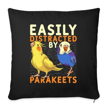 Oiseau amoureux Oiseau Drôle de cadeau Perruche - Housse de coussin décorative 45 x 45 cm - noir - Devant