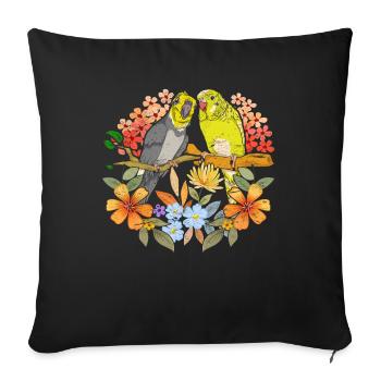 Vogel Ornithologe Geschenk Hübsches Blumen Sittich - Sofakissenbezug 45 x 45 cm - Schwarz - Vorne