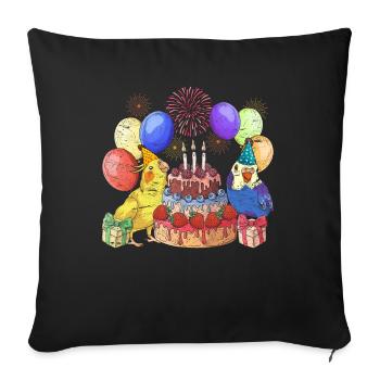 Bird Animal Birthday Party Gift Parakeet - Sofa pillowcase 17,3'' x 17,3'' (45 x 45 cm) - black - Front