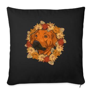 Pet Dogs Gift Flowers Rhodesian Ridgeback - Sofa pillowcase 17,3'' x 17,3'' (45 x 45 cm) - black - Front