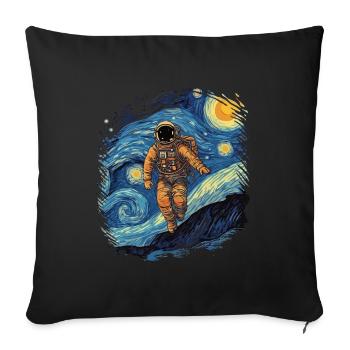 Astronauten Weltraum Sternennacht Van Gogh Malerei - Sofakissenbezug 45 x 45 cm - Schwarz - Vorne