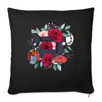 Crochet Running Mesh Seamstress Gift Funny Sewing - Sofa pillowcase 17,3'' x 17,3'' (45 x 45 cm) - black - Front
