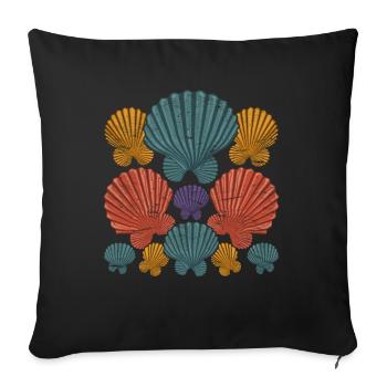 Sommer Geschenk Farbenfrohes Muschel - Sofakissenbezug 45 x 45 cm - Schwarz - Vorne