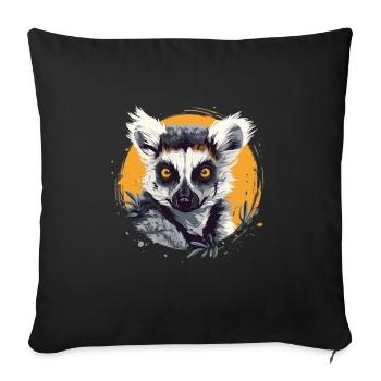Lemur Prosimian Primate Art for Wildlife & Animal - Sofa pillowcase 17,3'' x 17,3'' (45 x 45 cm) - black - Front