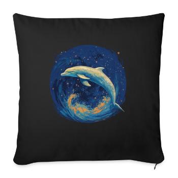 Delphin In Sternennacht Einzigartiges Stück Für - Sofakissenbezug 45 x 45 cm - Schwarz - Vorne