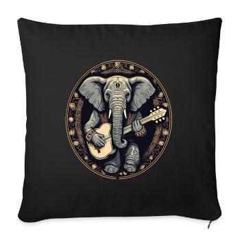 Elephant Serenade Banjo Music Art - Sofa pillowcase 17,3'' x 17,3'' (45 x 45 cm) - black - Front