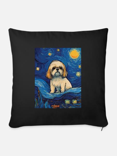 Shih Tzu &; Sternennacht: Ein Meisterwerk Des - Sofakissenbezug 45 x 45 cm - Schwarz