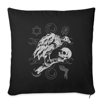 Scavenger Bird Gift Occult Skull Vulture - Sofa pillowcase 17,3'' x 17,3'' (45 x 45 cm) - black - Front