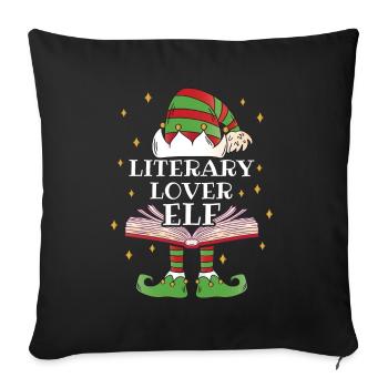 L’amant littéraire Elfe lecture de livres - Housse de coussin décorative 45 x 45 cm - noir - Devant