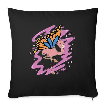 Exotic Animal Gift Butterfly Flamingo - Sofa pillowcase 17,3'' x 17,3'' (45 x 45 cm) - black - Front