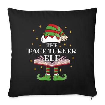 The Page Turner Elf Book Reading - Sofakissenbezug 45 x 45 cm - Schwarz - Vorne