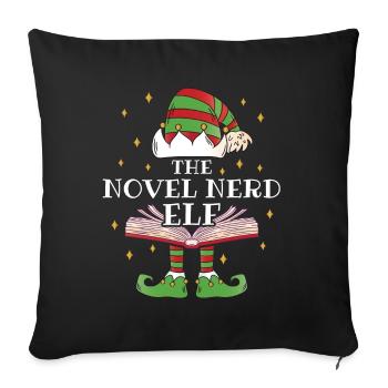 Le roman Nerd Elf Book Reading - Housse de coussin décorative 45 x 45 cm - noir - Devant
