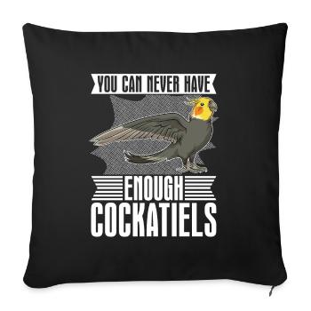 Oiseau Perroquet Cadeau Cockatiel Drôle - Housse de coussin décorative 45 x 45 cm - noir - Devant