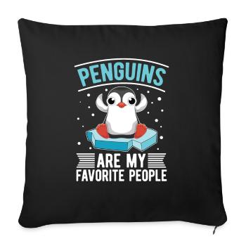 Antarctica Animal Zoo Bird Gift Funny Penguin - Sofa pillowcase 17,3'' x 17,3'' (45 x 45 cm) - black - Front