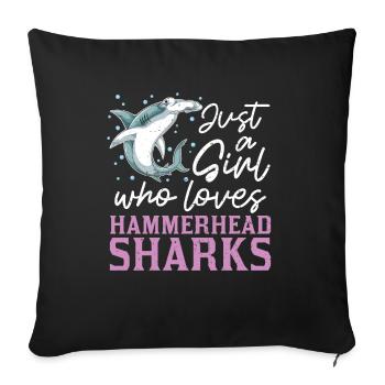 Requin Une seule fille qui aime les requins-marteaux Requin-marteau - Housse de coussin décorative 45 x 45 cm - noir - Devant