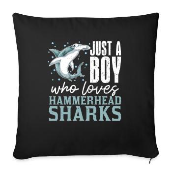 Requin Un seul garçon qui aime les requins-marteaux Requin-marteau - Housse de coussin décorative 45 x 45 cm - noir - Devant