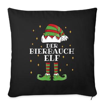 Der Bierbauch Elf - Familien Weihnachtsoutfit - Sofakissenbezug 45 x 45 cm - Schwarz - Vorne