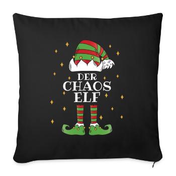 Der Chaos Elf - Familien Weihnachtsoutfit - Sofakissenbezug 45 x 45 cm - Schwarz - Vorne