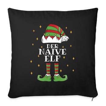 Der Naive Elf - Familien Weihnachtsoutfit - Sofakissenbezug 45 x 45 cm - Schwarz - Vorne