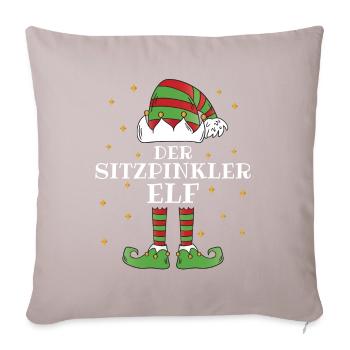 Der Sitzpinkler Elf - Familien Weihnachtsoutfit - Sofakissenbezug 45 x 45 cm - helles Taupe - Vorne