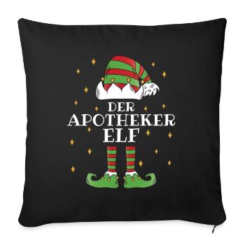 Der Apotheker Elf - Familien Weihnachtsoutfit - Sofakissenbezug 45 x 45 cm - Schwarz - Vorne
