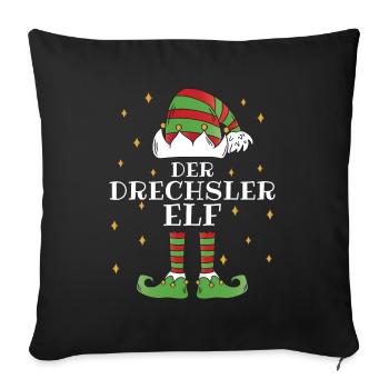 Der Drechsler Elf - Familien Weihnachtsoutfit - Sofakissenbezug 45 x 45 cm - Schwarz - Vorne