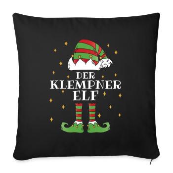 Der Klempner Elf - Familien Weihnachtsoutfit - Sofakissenbezug 45 x 45 cm - Schwarz - Vorne