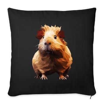 Cochon d’Inde dans le style polygonal - Housse de coussin décorative 45 x 45 cm - noir - Devant