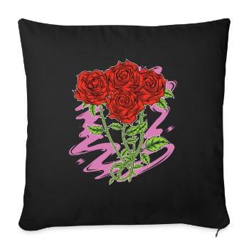 Nature Botanique Fleurs Fleurs Cadeau Roses - Housse de coussin décorative 45 x 45 cm - noir - Devant