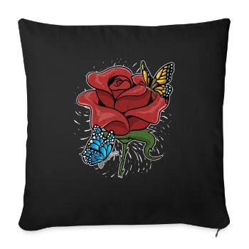 Botanical Flowers Blossoms Gift Butterfly Rose - Sofa pillowcase 17,3'' x 17,3'' (45 x 45 cm) - black - Front
