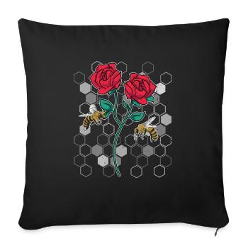Garden Flowers Blossoms Gift Nature Bee Rose - Sofa pillowcase 17,3'' x 17,3'' (45 x 45 cm) - black - Front