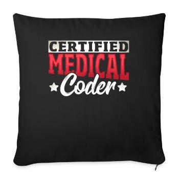 Codeur médical certifié - Housse de coussin décorative 45 x 45 cm - noir - Devant