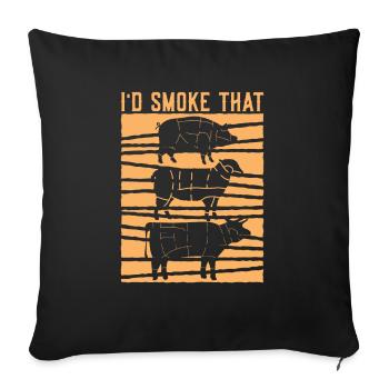Porc Bœuf Agneau Cadeau Funny Barbecue - Housse de coussin décorative 45 x 45 cm - noir - Devant