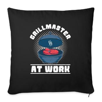 Maître grillade au travail BBQ Grillades amusantes - Housse de coussin décorative 45 x 45 cm - noir - Devant