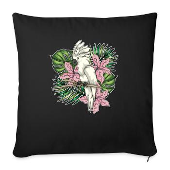 Vogelliebhaber Papagei Blumen Geschenk Kakadu - Sofakissenbezug 45 x 45 cm - Schwarz - Vorne
