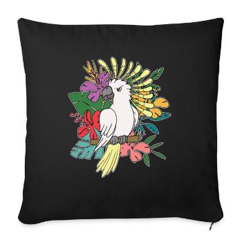 Vogelliebhaber Blumen Papagei Geschenk Kakadu - Sofakissenbezug 45 x 45 cm - Schwarz - Vorne