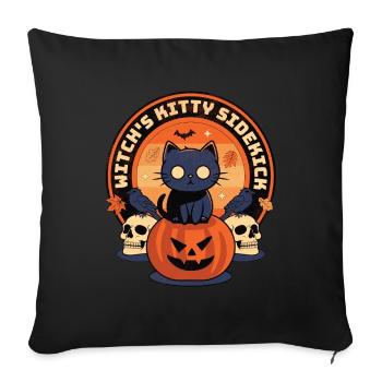 Witch's Kitty Sidekick - Enchanting Feline Magic - Sofa pillowcase 17,3'' x 17,3'' (45 x 45 cm) - black - Front