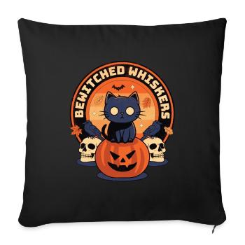Bewitched Whiskers - Enchanting Cat Halloween - Sofa pillowcase 17,3'' x 17,3'' (45 x 45 cm) - black - Front