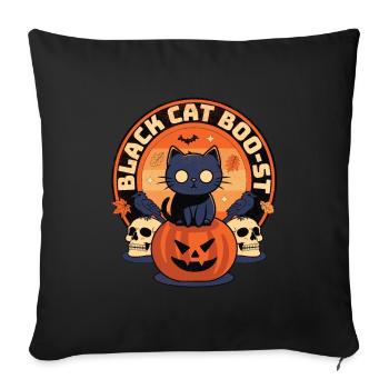 Black Cat Boo-st - Spectacle d’Halloween enchanteur - Housse de coussin décorative 45 x 45 cm - noir - Devant