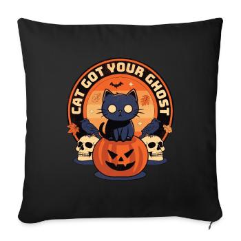 Cat Got Your Ghost - Halloween effrayant et ronronnant - Housse de coussin décorative 45 x 45 cm - noir - Devant