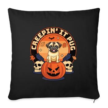 Creepin' it Pug - Cute Canine Halloween Thrills - Sofa pillowcase 17,3'' x 17,3'' (45 x 45 cm) - black - Front