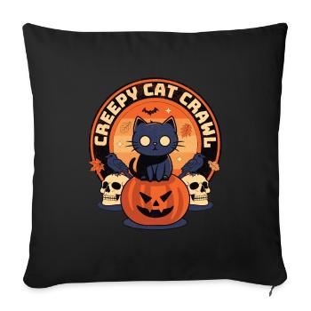 Creepy Cat Crawl - Mystique d’Halloween effrayant - Housse de coussin décorative 45 x 45 cm - noir - Devant