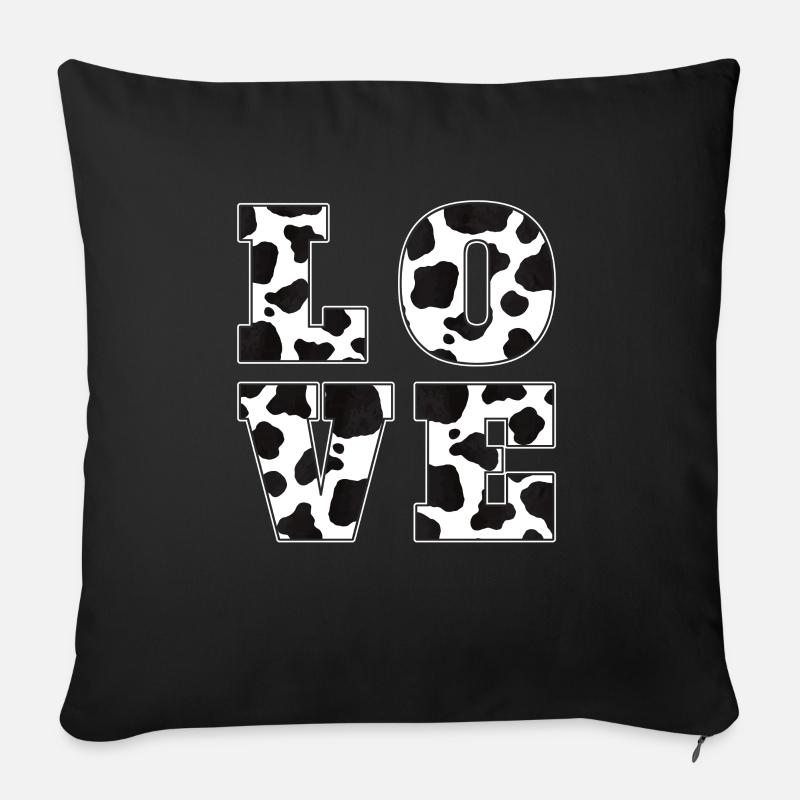 Kuh Liebe Bauernhof Tier Bauer Geschenk Kuh Muster - Sofakissenbezug 45 x 45 cm - Schwarz