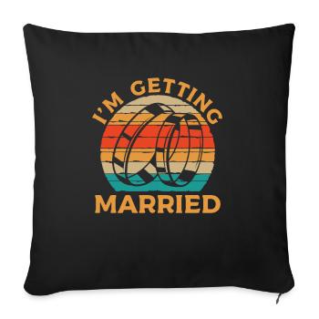 Propositions de mariage rétro anneaux cadeau fiançailles - Housse de coussin décorative 45 x 45 cm - noir - Devant