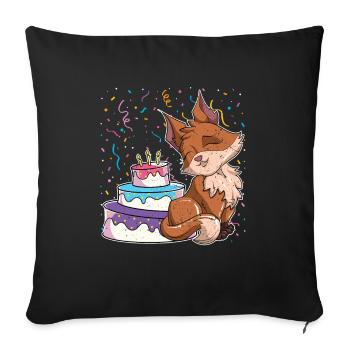 Nature Woodland Animal Birthday Party Gift Fox - Sofa pillowcase 17,3'' x 17,3'' (45 x 45 cm) - black - Front