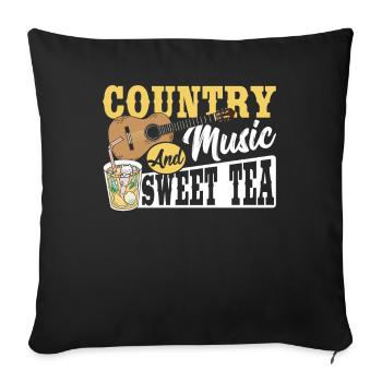 Thé sucré, thé glacé, musique country et thé sucré - Housse de coussin décorative 45 x 45 cm - noir - Devant