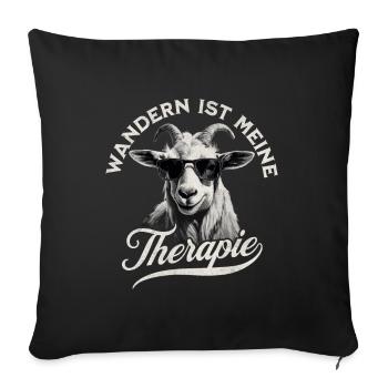 La randonnée est ma thérapie - Motif Randonnée Chèvre - Housse de coussin décorative 45 x 45 cm - noir - Devant