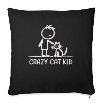 Crazy Cat Kid - Pour les jeunes fans de chats qui ont du style - Housse de coussin décorative 45 x 45 cm - noir - Devant